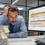 Przedsiębiorca zmęczony ręcznym rozliczaniem czasu pracy w skomplikowanym arkuszu kalkulacyjnym