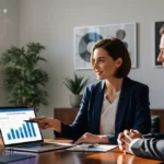 Spokojny pracownik działu HR prezentujący inspektorowi cyfrowe raporty czasu pracy