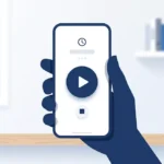 Smartfon z aplikacją do rejestracji czasu pracy w dłoni pracownika zdalnego