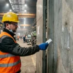 Pancerny rejestrator czasu pracy w klasie IP65 zamontowany przy wejściu na halę produkcyjną